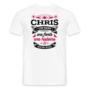 CHRIS UN NOM UNE FIERTÉ AUCUN RIVAL - T-shirt homme - blanc - Devant - AI Model Male 178 dark (178cm)