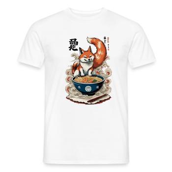 Kitsune Fuchs Ramen Retro Ukiyo-e Japan Kawaii - Männer T-Shirt - Weiß - Vorne - AI Model Male 178 dark (178cm)