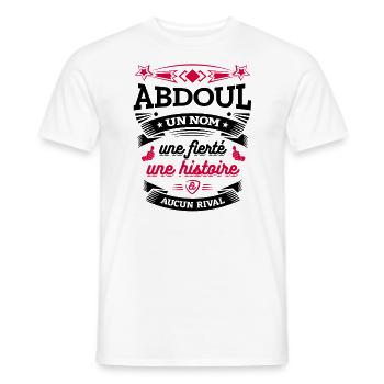 ABDOUL UN NOM UNE FIERTÉ AUCUN RIVAL - T-shirt homme - blanc - Devant - AI Model Male 178 dark (178cm)