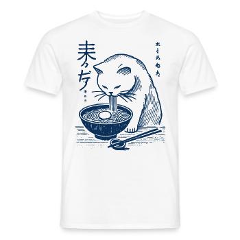 Nouilles Ramen Drôle Chat Kawaii Rétro Japon - T-shirt homme - blanc - Devant - AI Model Male 178 dark (178cm)