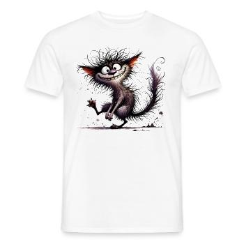 Quirky Cat verrückte freche Katze Miau! - Männer T-Shirt - Weiß - Vorne - AI Model Male 178 dark (178cm)