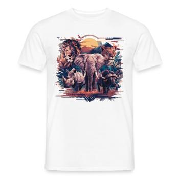 Big Five – La faune majestueuse d’Afrique - T-shirt homme - blanc - Devant - AI Model Male 178 dark (178cm)