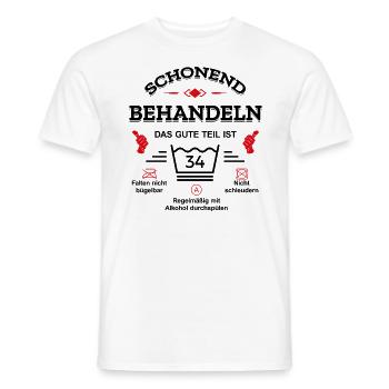 SCHONEND BEHANDELN 34. GEBURTSTAG - Männer T-Shirt - Weiß - Vorne - AI Model Male 178 dark (178cm)