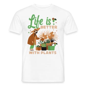 Plant Lover Gardening Life Is - Men's T-Shirt - white - Front - AI Model Male 178 dark (178cm)