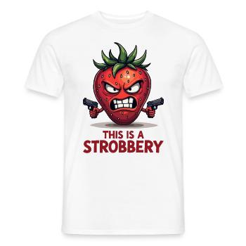 This Is A Strobbery – Lustige Erdbeer Gangster - Männer T-Shirt - Weiß - Vorne - AI Model Male 178 dark (178cm)