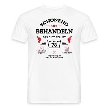 HANDLE MIT SORGFALT – 78 JAHRE PERFEKTION - Männer T-Shirt - Weiß - Vorne - AI Model Male 178 dark (178cm)