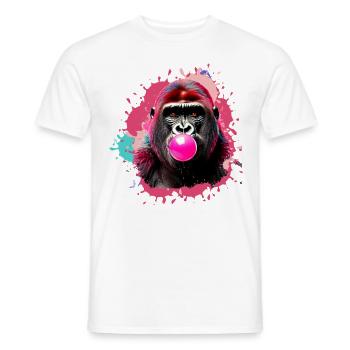 Gorilla,Graffiti,illustration,Kaugummi,Blase - Männer T-Shirt - Weiß - Vorne - AI Model Male 178 dark (178cm)