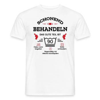 HANDLE MIT SORGFALT – 90 JAHRE PERFEKTION - Männer T-Shirt - Weiß - Vorne - AI Model Male 178 dark (178cm)