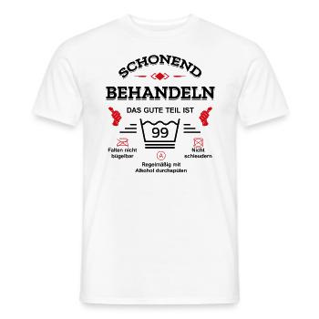 HANDLE MIT SORGFALT – 99 JAHRE PERFEKTION - Männer T-Shirt - Weiß - Vorne - AI Model Male 178 dark (178cm)