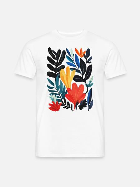 Abstrakte Blumen: Farbenspiel im Stil Matisse - Männer T-Shirt - Weiß