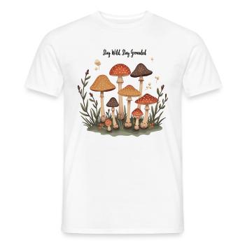Mushroom Mushrooms Retro Forest Motif for Nature Lovers - Men's T-Shirt - white - Front - AI Model Male 178 dark (178cm)