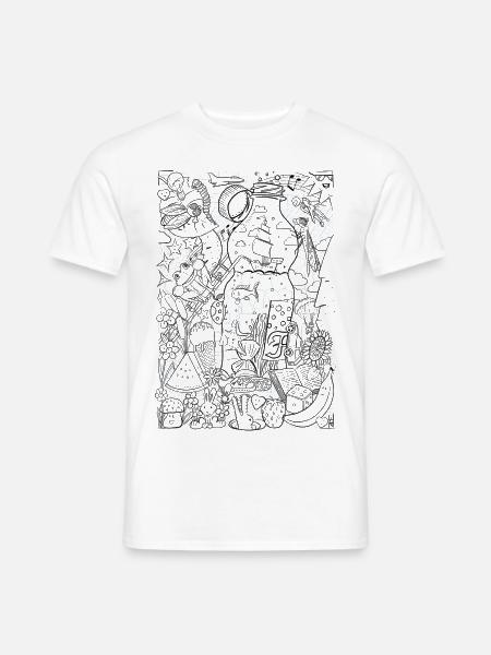 Wimmelbild Wasserflasche - DIY - Ausmalbild - Männer T-Shirt - Weiß