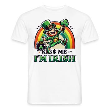 Saint-Patrick Embrasse-moi Je suis Irlandais - T-shirt homme - blanc - Devant - AI Model Male 178 dark (178cm)