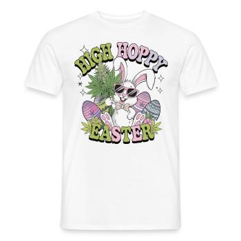 Funny Easter Bunny with Weed – High Hoppy Easter - Men's T-Shirt - white - Front - AI Model Male 178 dark (178cm)