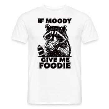 Morose? L’alimentation, c’est ça ! Chemise raton laveur - T-shirt homme - blanc - Devant - AI Model Male 178 dark (178cm)