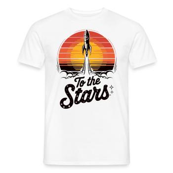 Lancement d’une fusée dans l’espace - T-shirt homme - blanc - Devant - AI Model Male 178 dark (178cm)