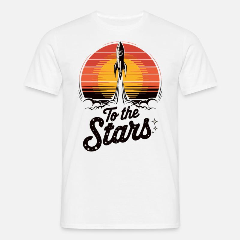 Lancement d’une fusée dans l’espace - T-shirt Homme - blanc