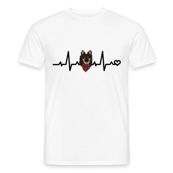 Chihuahua Chien Heartbeat Line ECG Ligne de cœur Amour - T-shirt homme - blanc - Devant - AI Model Male 178 dark (178cm)