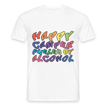 Un campeur heureux alimenté par l’alcool - T-shirt homme - blanc - Devant - AI Model Male 178 dark (178cm)