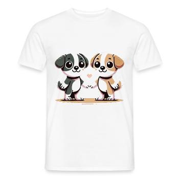 Two Cute Dog Friends Holding Hands - Männer T-Shirt - Weiß - Vorne - AI Model Male 178 dark (178cm)