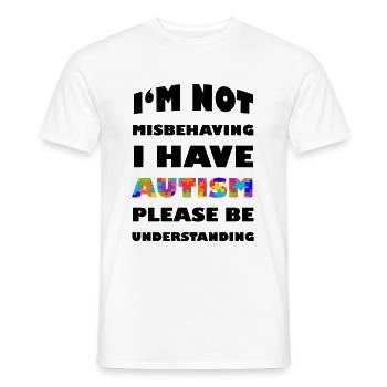 Je ne me conduis pas mal, j'ai la conscience de l'autisme s'il vous plaît - T-shirt homme - blanc - Devant - AI Model Male 178 dark (178cm)