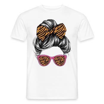 Tigre Femme Lunettes Lunettes Cheveux Noeud - T-shirt homme - blanc - Devant - AI Model Male 178 dark (178cm)