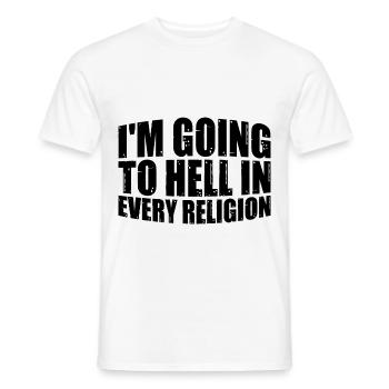 Je vais en enfer dans toutes les religions 7 - T-shirt homme - blanc - Devant - AI Model Male 178 dark (178cm)