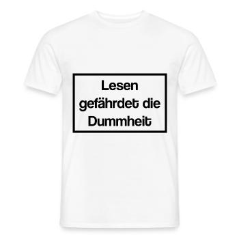 Lesen Gefährdet Die Dummheit Leser Bücherwurm Roma - Männer T-Shirt - Weiß - Vorne - AI Model Male 178 dark (178cm)