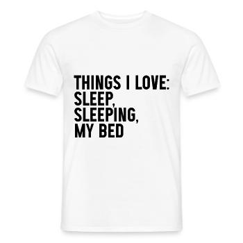 Choses que j’aime, dormir dans mon lit 3 - T-shirt homme - blanc - Devant - AI Model Male 178 dark (178cm)