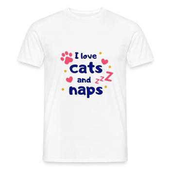 I love cats and naps - Men's T-Shirt - white - Front - AI Model Male 178 dark (178cm)