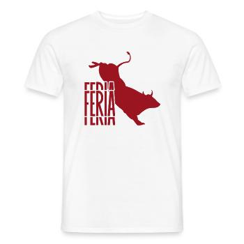 Feria - Logo couleur rouge / blanc & taureau - T-shirt homme - blanc - Devant - AI Model Male 178 dark (178cm)