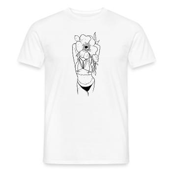Girl Power - Woman Face with Flowers - Men's T-Shirt - white - Front - AI Model Male 178 dark (178cm)
