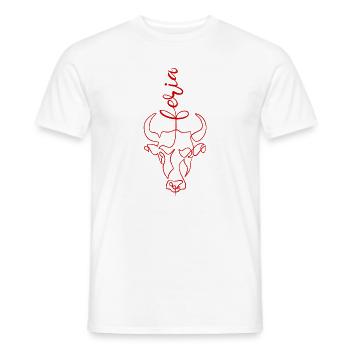 Feria taureau single line art - T-shirt homme - blanc - Devant - AI Model Male 178 dark (178cm)
