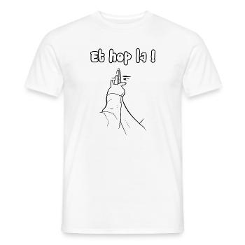Hop la parade ! doigts dans les yeux humour drôle - T-shirt homme - blanc - Devant - AI Model Male 178 dark (178cm)