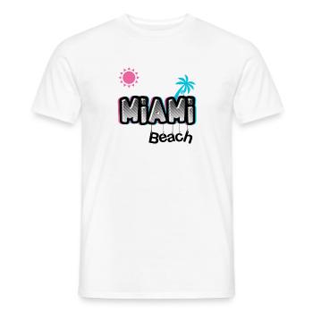 MIAMI Beach pink /blue logo - Men's T-Shirt - white - Front - AI Model Male 178 dark (178cm)