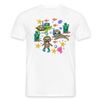 Scuba Diving Sloth Lazy Animal Diving I Gift - Men's T-Shirt - white - Front - AI Model Male 178 dark (178cm)