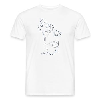 Human face and wolf's head blue line - Men's T-Shirt - white - Front - AI Model Male 178 dark (178cm)