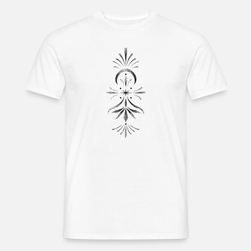 Vertikales Dotwork-Mandala - Männer T-Shirt - Weiß