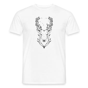 Cerf dotwork et signe astro Balance - T-shirt homme - blanc - Devant - AI Model Male 178 dark (178cm)