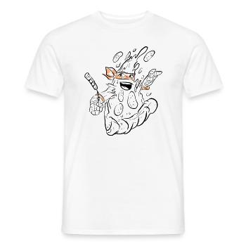 Turtle pizza parody ninja sketch - Men's T-Shirt - white - Front - AI Model Male 178 dark (178cm)