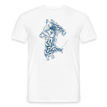 Loup Vikings Fenrir dotwork & Vegvisir - T-shirt homme - blanc - Devant - AI Model Male 178 dark (178cm)