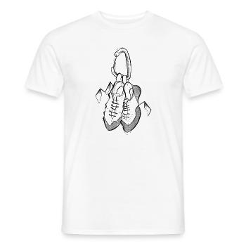 Mousqueton et chaussons d'escalade dotwork sketch - T-shirt homme - blanc - Devant - AI Model Male 178 dark (178cm)