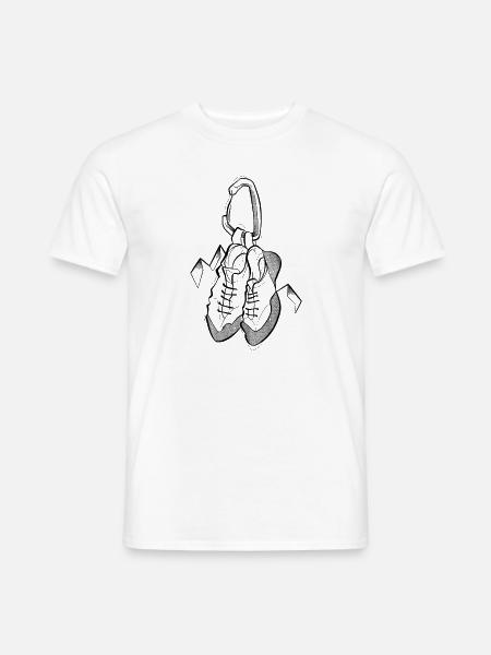 Mousqueton et chaussons d'escalade dotwork sketch - Mænd T-shirt - hvid