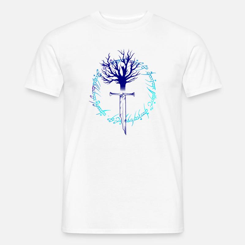 Elven Blade Dotwork Kunst - Männer T-Shirt - Weiß