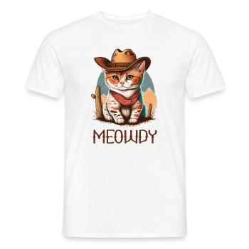 Meowdy Katze Howdy Meme Western Cowboy Kätzchen - Männer T-Shirt - Weiß - Vorne - AI Model Male 178 dark (178cm)