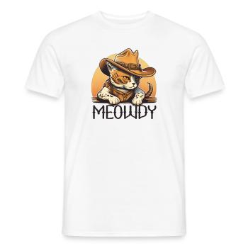 Meowdy Katze Howdy Meme Western Cowboy Kätzchen - Männer T-Shirt - Weiß - Vorne - AI Model Male 178 dark (178cm)