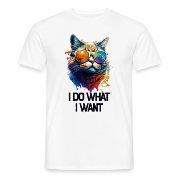 I Do What I Want Katze mit Sonnenbrille - Männer T-Shirt - Weiß - Vorne - AI Model Male 178 dark (178cm)