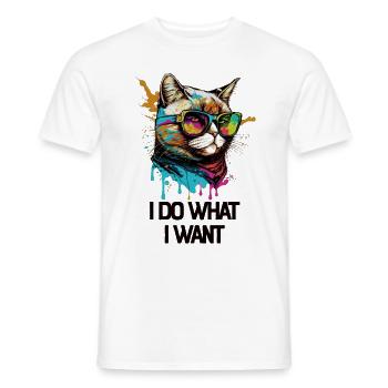 I Do What I Want Katze mit Sonnenbrille - Männer T-Shirt - Weiß - Vorne - AI Model Male 178 dark (178cm)