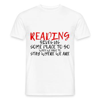Reading Gives Us Some Place To Go 3 - Men's T-Shirt - white - Front - AI Model Male 178 dark (178cm)