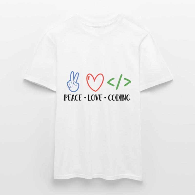 Peace Love Coding Coder Software Developer Program Männer T-Shirt
